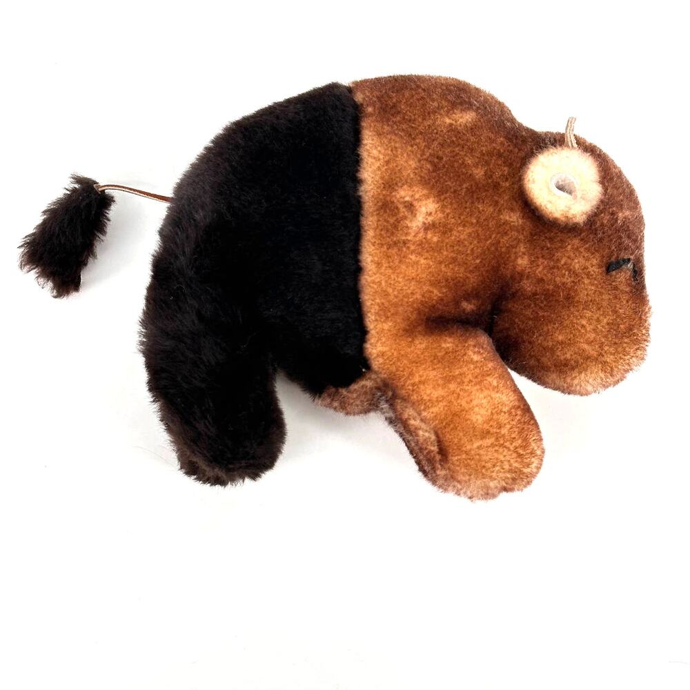 Bison Stuffed Plush Animal With Leather Trim 8" X 11"